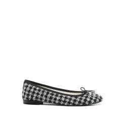 Outlet Tweed Ballerina Ballet Flats Noir Dame Ballerina Sko