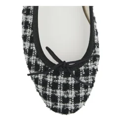 Outlet Tweed Ballerina Ballet Flats Noir Dame Ballerina Sko