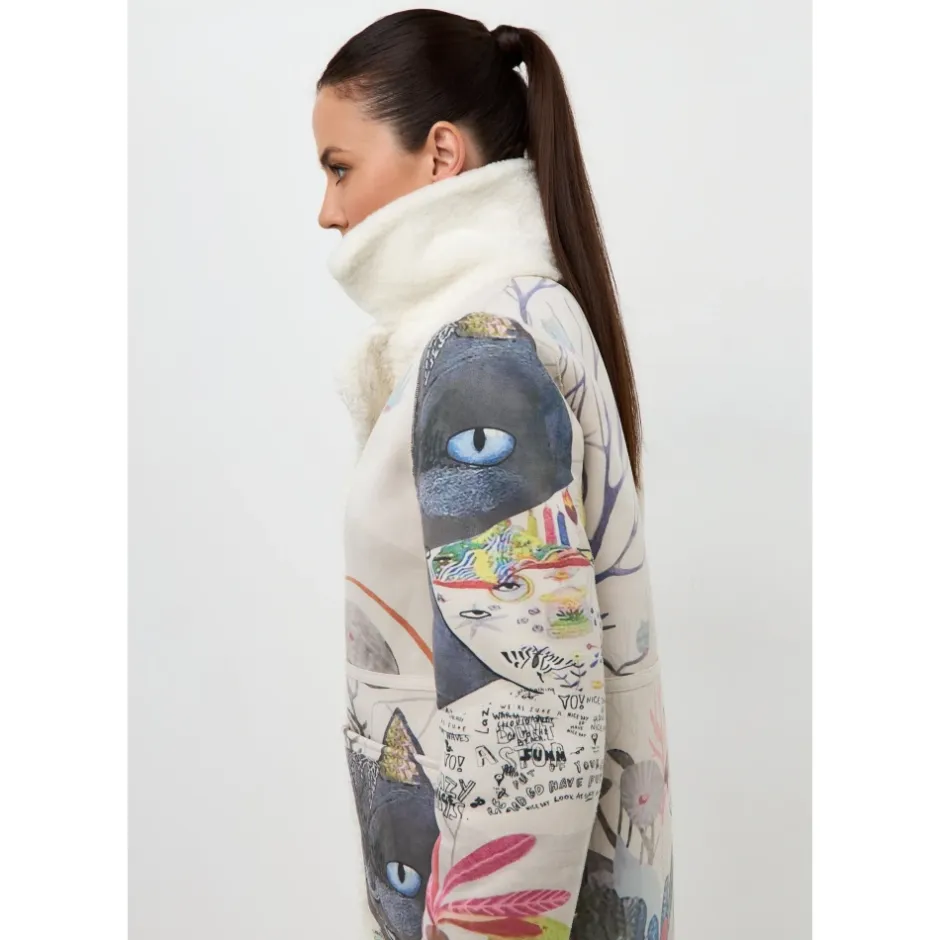 New Vendbar Printet Frakke Catty - Dame Frakker
