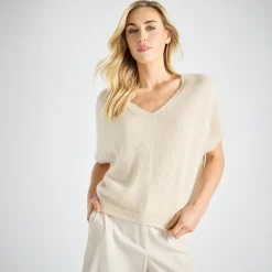 Vid V-hals Sweater Dame Striktrøjer & Sweatere