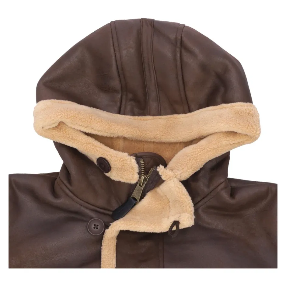 Best Vintage Brown Arctic Parka Eco-læderjakke Frakker