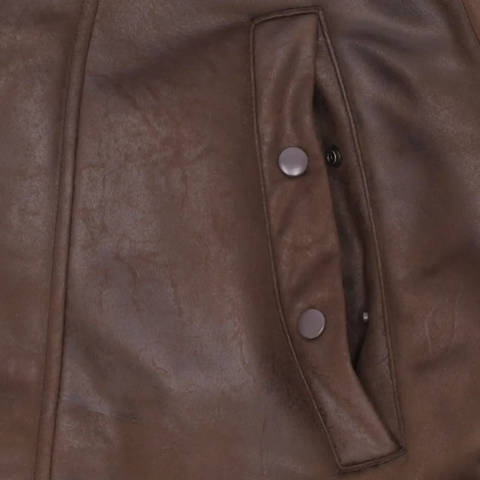 Best Vintage Brown Arctic Parka Eco-læderjakke Frakker