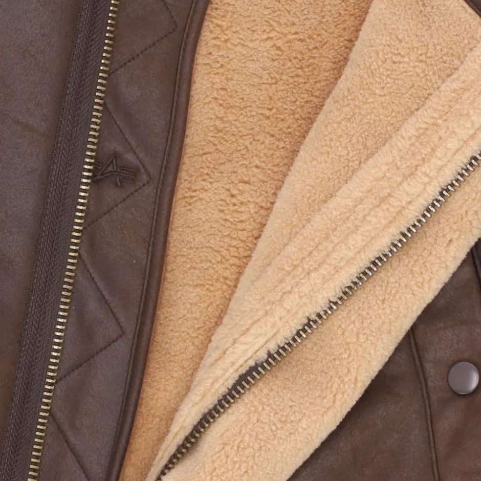 Best Vintage Brown Arctic Parka Eco-læderjakke Frakker