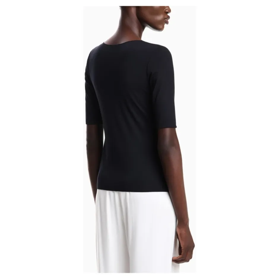 Outlet Viskose stretch jersey V-hals jumper Dame T-Shirts