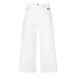 Sale Wide-Leg Cropped Bukser med Logo Dame Jeans