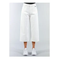 Sale Wide-Leg Cropped Bukser med Logo Dame Jeans