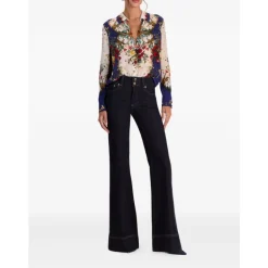 Clearance Willa Langærmet Silke Bluse med Skjult Stolpelukning Dame Bluser & Skjorter