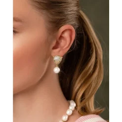 Women's Panther Earring with Pearl Drop Dame Smykker