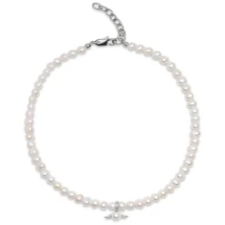 Women's Pearl Choker with Angel Wing Pendant Dame Smykker