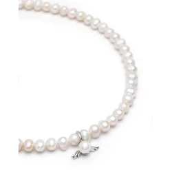 Women's Pearl Choker with Angel Wing Pendant Dame Smykker