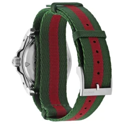 Discount YA136364 - Dive 40 mm rustfrit stålkasse, sort urskive, keramisk bezel, nato grøn-rød-grøn rem, selvoptrækkende bevægelse Dame Ure