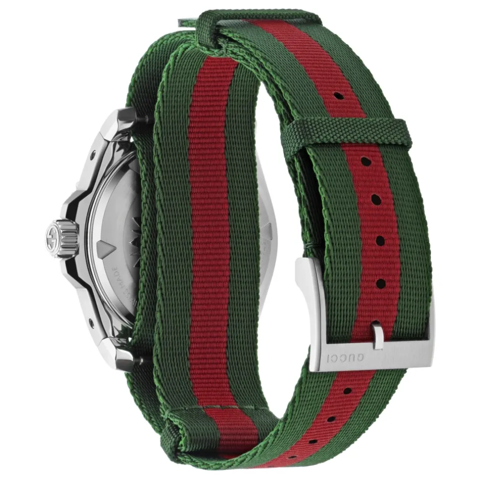 Discount YA136364 - Dive 40 mm rustfrit stålkasse, sort urskive, keramisk bezel, nato grøn-rød-grøn rem, selvoptrækkende bevægelse Dame Ure