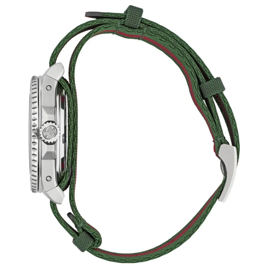 Discount YA136364 - Dive 40 mm rustfrit stålkasse, sort urskive, keramisk bezel, nato grøn-rød-grøn rem, selvoptrækkende bevægelse Dame Ure