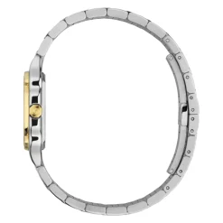 YA166503 - G-Flat 24mm rustfrit stål urkasse med 18 kt guldbelagt bezel og skruer; Sølvforzinket skive med romerske indekser kl. 12 og 6 og diamantindekser; Rustfrit stål armbånd Dame Ure