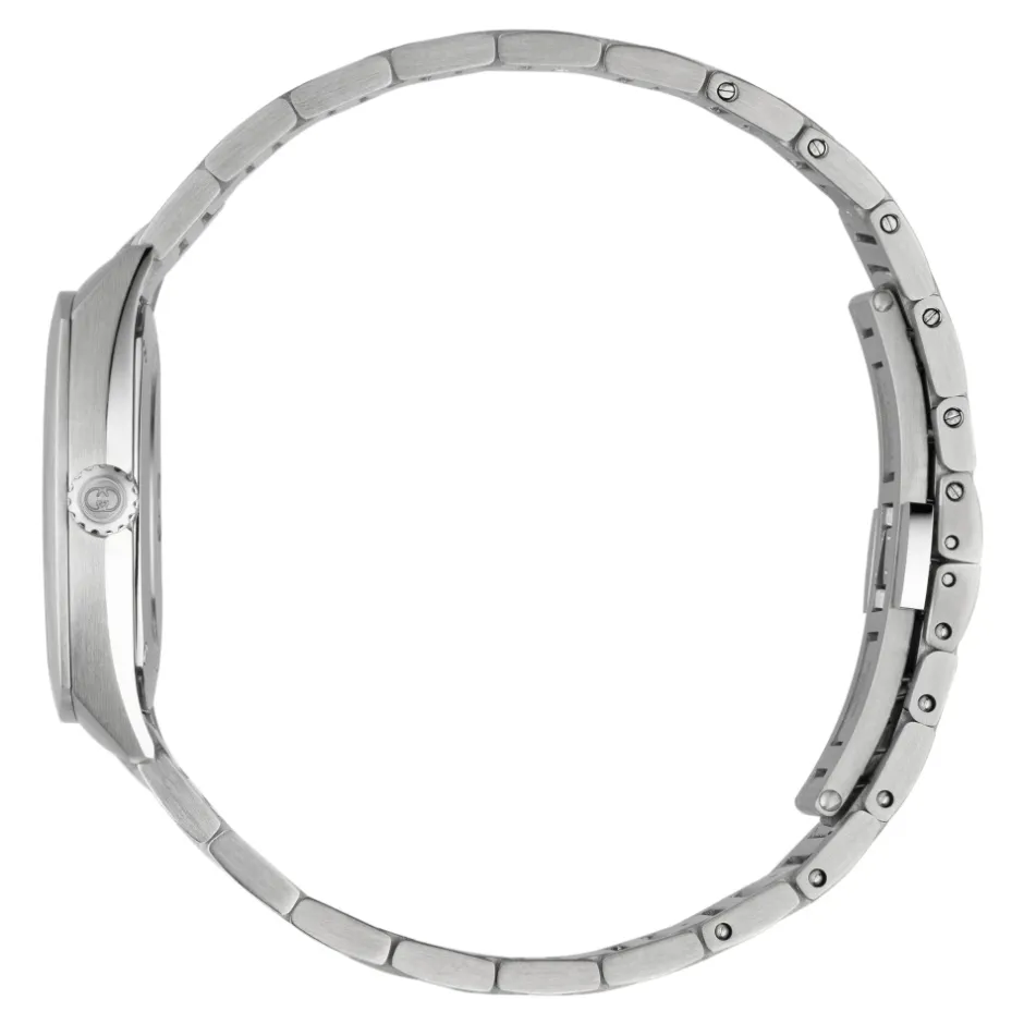 Sale YA142510 - Interlocking 29mm rustfrit stålkasse, sølv solbørstet skive med 8 diamanter og rosa guldbelagte detaljer, lille sekundvisning, rustfrit stålarmbånd Dame Ure