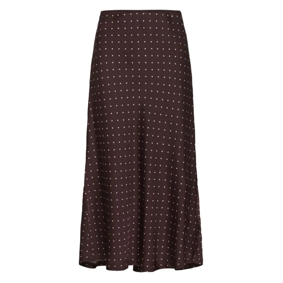 New ZaniaIW Skirt Brown Bordeaux Small Dot - 305 - 30111253 Dame Nederdele