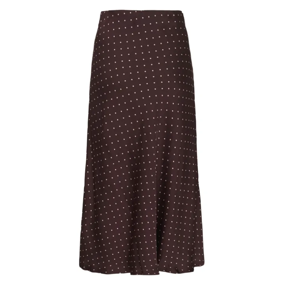 New ZaniaIW Skirt Brown Bordeaux Small Dot - 305 - 30111253 Dame Nederdele