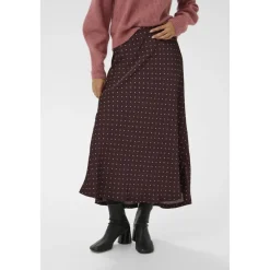 New ZaniaIW Skirt Brown Bordeaux Small Dot - 305 - 30111253 Dame Nederdele